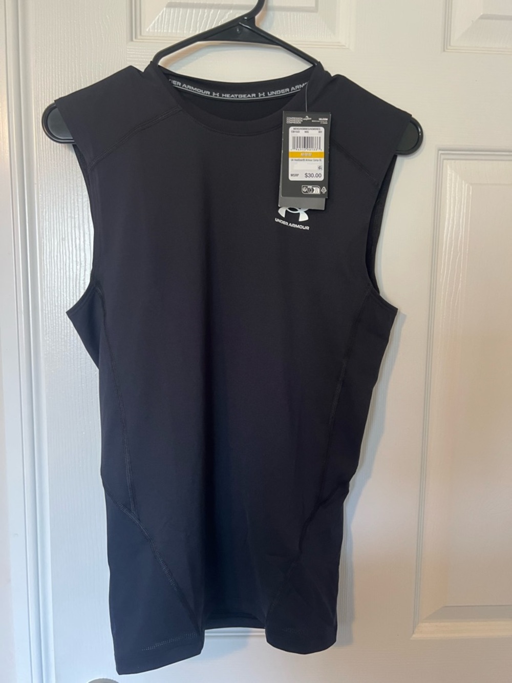 Under Armour Black Athletic Compression Tank with White Logo